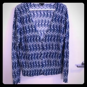 Ann Taylor cobalt blue Ikat cardigan L